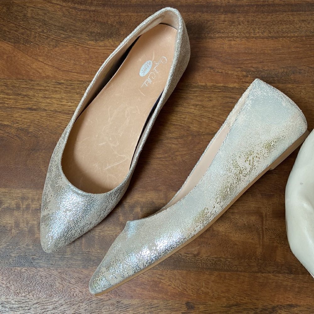 Dr.Scholls Kimber Silver Flats Size 6.5
